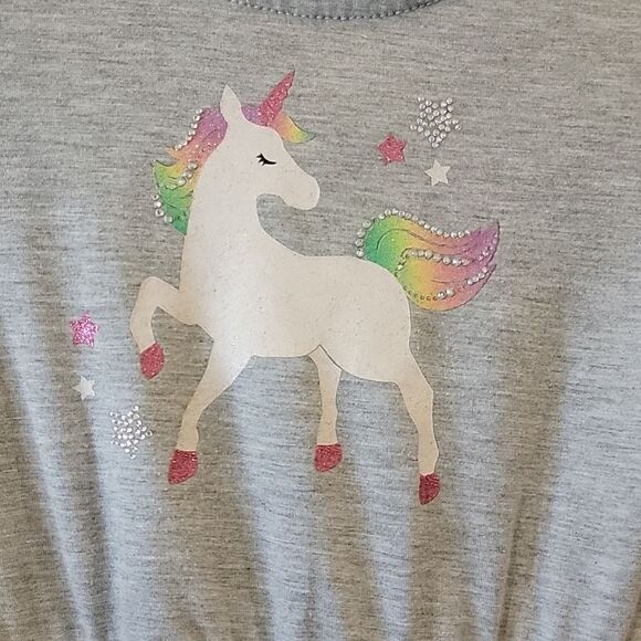 PINK & VIOLET GRAY AND BLACK UNICORN TULLE LONG-SLEEVE DRESS, SIZE 8 - Picture 4 of 7